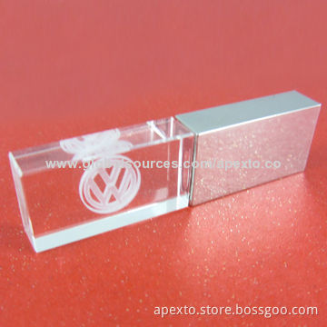 Crystal USB Flash Drives with LED Light, 8GB or 16GB, Custom Logo, Supports Plug-and-play Function